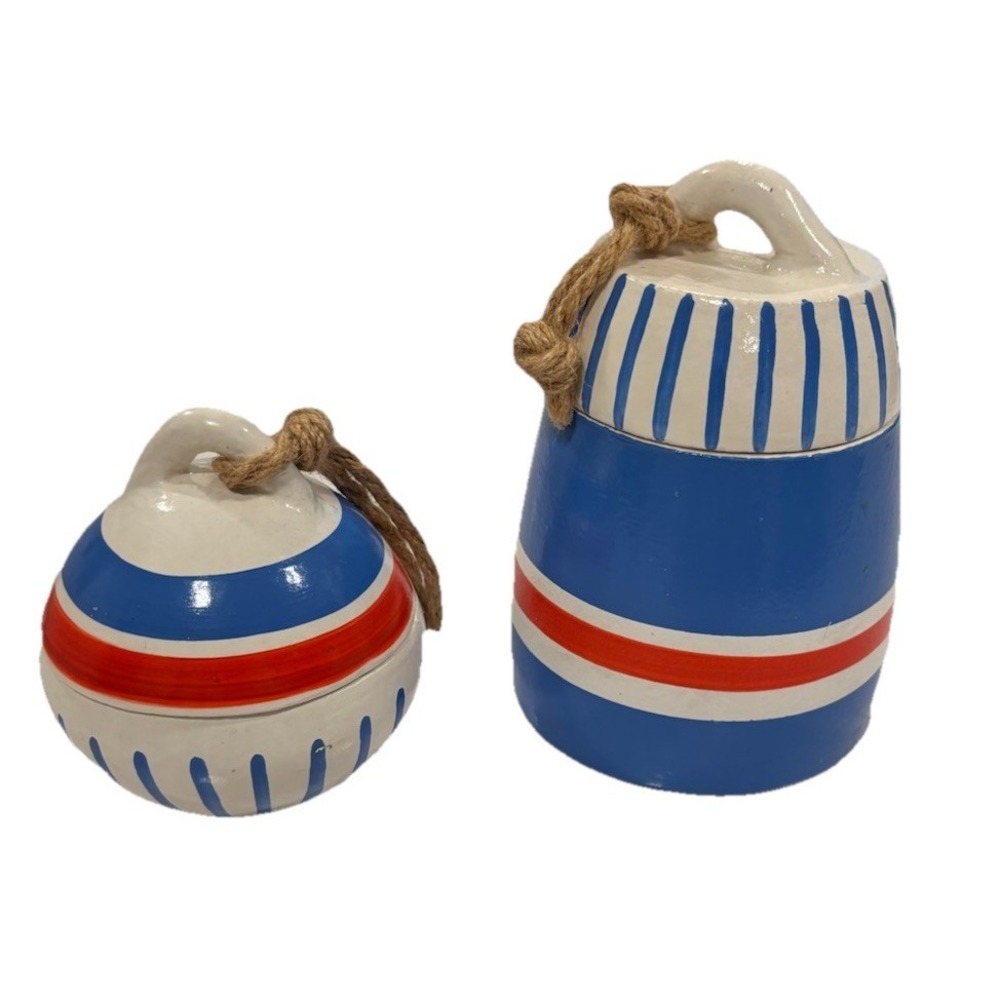 West Elm Nautical Candle Holders Gold‎ Set of 2 Buoy And Bobber Unused